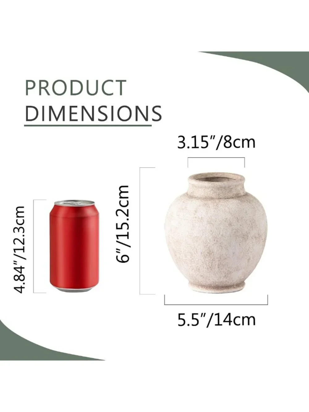 Rustic Ceramic Flower Vase - Small Decorative Pot for Home Decor & Table